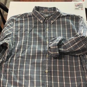 EUC J Crew plaid shirt sz L cotton blue